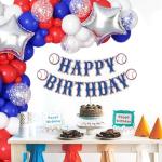Longwu Red White and Blue Balloon Garland Arch Kit - 141 Pcs 4th of July Balloons Arch Kit for Patriotic Birthday Nautical Baseball Graduation Theme Decorations with Star Foil Balloons