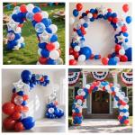 Longwu Red White and Blue Balloon Garland Arch Kit - 141 Pcs 4th of July Balloons Arch Kit for Patriotic Birthday Nautical Baseball Graduation Theme Decorations with Star Foil Balloons