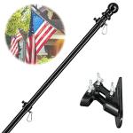 Barcetine American Flag Poles for Outside House - 6ft Tangle Free Flag Pole for House with Holder Bracket,Residential Flagpole Kit for Outdoor Porch Garage - Black