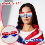 2 Pair Heart Sunglasses for Women Men, Patriotic Rimless heart Shaped Sunglasses USA Red White Blue Accessories for Memorial Day 4th of July Beach Pool Birthday Party Favor (Red White Blue-Heart)