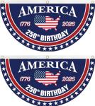 WENWELL America 250th Birthday Bunting Flag, 1776-2026 Commemorative Patriotic Fan Banner, 1.5x3 FT with Brass Grommets 2 Pack