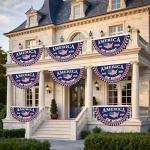 WENWELL America 250th Birthday Bunting Flag, 1776-2026 Commemorative Patriotic Fan Banner, 1.5x3 FT with Brass Grommets 2 Pack