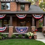 WENWELL America 250th Birthday Bunting Flag, 1776-2026 Commemorative Patriotic Fan Banner, 1.5x3 FT with Brass Grommets 2 Pack