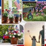 Pickmesh 6 Pcs 12" H Patriotic Metal Yard Sign Patriotic Garden Stake 250th Anniversary Star USA Flag American Yard Sign for Memorial Day Outdoor Decor 4th of July Independence Day Decoration