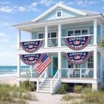 WENWELL America 250th Birthday Bunting Flag, 1776-2026 Commemorative Patriotic Fan Banner, 1.5x3 FT with Brass Grommets 2 Pack