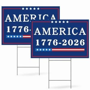NENOWOND 250th Anniversary Yard Sign with H Stakes – America 1776–2026 Patriotic 250th Birthday Decorations for Lawn, Garden, Yard & Parade (2 Pack)