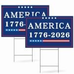 NENOWOND 250th Anniversary Yard Sign with H Stakes – America 1776–2026 Patriotic 250th Birthday Decorations for Lawn, Garden, Yard & Parade (2 Pack)