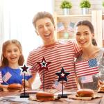 Amyhill 3 Pcs USA 250th Anniversary Table Decoration Patriotic Centerpieces Wooden Standing Red Blue White Star Block Rustic Memorial Independence Day Centerpieces for American Festival(Cool)