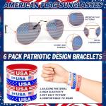 Seifar American Flag Costume Cape,Retro 80's Patriotic Flag Outfits Sunglasses Headband Bracelets for 4th of July Independence Day Memorial Day Celebration Party Accessories for Men Women