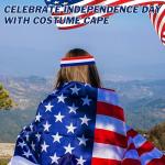 Seifar American Flag Costume Cape,Retro 80's Patriotic Flag Outfits Sunglasses Headband Bracelets for 4th of July Independence Day Memorial Day Celebration Party Accessories for Men Women