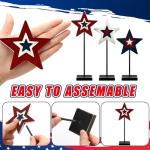 Amyhill 3 Pcs USA 250th Anniversary Table Decoration Patriotic Centerpieces Wooden Standing Red Blue White Star Block Rustic Memorial Independence Day Centerpieces for American Festival(Cool)