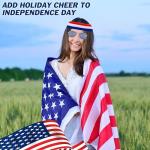 Seifar American Flag Costume Cape,Retro 80's Patriotic Flag Outfits Sunglasses Headband Bracelets for 4th of July Independence Day Memorial Day Celebration Party Accessories for Men Women