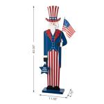Glitzhome 4th of July Porch Sign 40" Patriotic Uncle Sam Porch Decor Wooden Patriotic Welcome Outdoor Sign