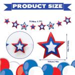 Whaline Patriotic Felt Banner 3D Star Pre-Strung Banner Red Blue White 4th of July Bunting Garland for Independence Day Hanging Decoration
