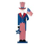Glitzhome 4th of July Porch Sign 40" Patriotic Uncle Sam Porch Decor Wooden Patriotic Welcome Outdoor Sign