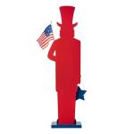 Glitzhome 4th of July Porch Sign 40" Patriotic Uncle Sam Porch Decor Wooden Patriotic Welcome Outdoor Sign