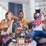 Seeloowy 26 Pcs 4th of July Tiered Tray Decoration Patriotic USA Flag Wood Signs Rustic Wooden Tiered Tray Decorations for Memorial Day Home America's 250th Birthday Party