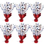 FUBININA 6 Pack 4th of July Table Centerpiece Decoration Metallic Foil Spray Star Burst Patriotic Decoration Independence Day Labor Day Veteran Day Memorial Day Party Supplies, Red White and Blue