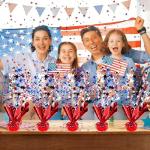 FUBININA 6 Pack 4th of July Table Centerpiece Decoration Metallic Foil Spray Star Burst Patriotic Decoration Independence Day Labor Day Veteran Day Memorial Day Party Supplies, Red White and Blue