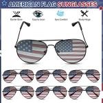 Mepase 12 Pack Mens Women American Flag Sunglasses Veterans USA Flag Glasses for Memorial Veteran Day Patriotic Party(Black Frame)