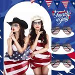 Mepase 12 Pack Mens Women American Flag Sunglasses Veterans USA Flag Glasses for Memorial Veteran Day Patriotic Party(Black Frame)