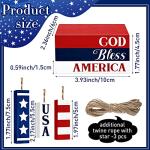 6 Pcs 4 of July Tiered Tray Decor Patriotic 250th Anniversary Wooden Firework Sign Faux Book Stack Sign Rustic Fireworks Centerpiece Red White and Blue Table Decor for Independence Day Home