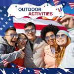 Mepase 12 Pack Mens Women American Flag Sunglasses Veterans USA Flag Glasses for Memorial Veteran Day Patriotic Party(Black Frame)