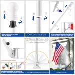 BONWIN White Flagpole Kits, 6 FT Thickened Stainless Steel House Porch Wall Flag Pole Kit for 3x5'/4x6' Flag, 1" Anti-Wrap Spinning Flag Pole Ring Clips & 180° Adjustable Multi-Position Bracket Holder