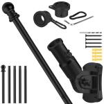 evertoco Heavy Duty T304 Stainless Steel Flag Pole Kit – 6FT Thickened Black Flagpole with 180° Adjustable Bracket & Aluminum Alloy Rings, Windproof & Rustproof for Residential/Commercial Use