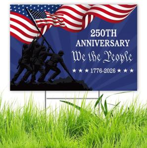 250th Anniversary Yard Sign America 250 Years of Freedom 1776–2026 Patriotic 250th Birthday Decor Double Sided Corrugated Plastic Outdoor Weatherproof Signs With H Stake 18"x12"