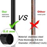 evertoco Heavy Duty T304 Stainless Steel Flag Pole Kit – 6FT Thickened Black Flagpole with 180° Adjustable Bracket & Aluminum Alloy Rings, Windproof & Rustproof for Residential/Commercial Use