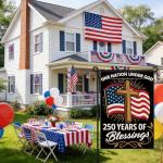 Blessings 250 Years America Garden Flag, 250 Anniversary USA Flag America Patriotic Banner 250 Year One Nation Under God 4th of July Double-Sided Waterproof 1776-2026 Commemorative Flag 12x18 Inch