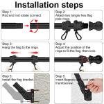 evertoco Heavy Duty T304 Stainless Steel Flag Pole Kit – 6FT Thickened Black Flagpole with 180° Adjustable Bracket & Aluminum Alloy Rings, Windproof & Rustproof for Residential/Commercial Use