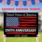 250 Years of American Anniversary Yard Sign - 250 Years of Freedom Patriotic Yard Sign - Double Sided Corrugated Plastic Outdoor Lawn Garden Sign with Metal H Stake 18"x12"