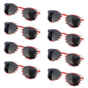 SIEYEWER American Flag Sunglasses – 8 Pack Patriotic Shades for July 4th, Memorial Day, Party Favors, Independence Day Parade, USA Flag Themed Glasses for Adults