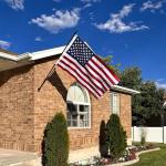 ZMTECH American Flag with Pole- 6FT 1" Stainless Steel Flag Poles with Holder for Outside House, Upgraded Tangle Free Rings and Bracket, Residential or Commerical (Black, No Light)