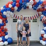 Patriotic balloons Red White and Blue balloon garland arch kit with star print and flag star mylar balloon Tissue Paper Tassels Banner for 4th of july independent day Veteran Day party decorations