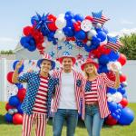 Patriotic balloons Red White and Blue balloon garland arch kit with star print and flag star mylar balloon Tissue Paper Tassels Banner for 4th of july independent day Veteran Day party decorations
