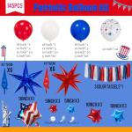 Patriotic balloons Red White and Blue balloon garland arch kit with star print and flag star mylar balloon Tissue Paper Tassels Banner for 4th of july independent day Veteran Day party decorations