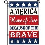 Yesuavt 4th of July Patriotic Garden Flag Independence Memorial Day American Yard Garden Flags for Outside 12x18 Double Sided Home of Free Because of the Brave Sign Flag Outdoor House Decorations