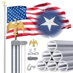 25FT Heavy Duty Flag Pole for Outside House, 12 Gauge Extra Thick Aluminum Flagpole Kit, 100MPH Wind Resistance Tested, Residential & Commercial Flag Pole with 3x5 American Flag, Concrete Mountable with Installation Guide, Silver
