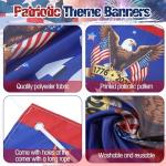 Peryiter 3 Pcs American 250th Anniversary Banners Patriotic Decorations 250 Years of Freedom Banner Flag 1776-2026 USA Birthday Porch Sign for 4th of July Independence Day Party Supplies