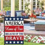 Yesuavt 4th of July Patriotic Garden Flag Independence Memorial Day American Yard Garden Flags for Outside 12x18 Double Sided Home of Free Because of the Brave Sign Flag Outdoor House Decorations
