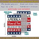 Yesuavt 4th of July Patriotic Garden Flag Independence Memorial Day American Yard Garden Flags for Outside 12x18 Double Sided Home of Free Because of the Brave Sign Flag Outdoor House Decorations