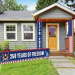 Peryiter 3 Pcs American 250th Anniversary Banners Patriotic Decorations 250 Years of Freedom Banner Flag 1776-2026 USA Birthday Porch Sign for 4th of July Independence Day Party Supplies