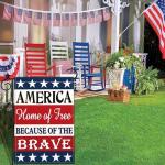 Yesuavt 4th of July Patriotic Garden Flag Independence Memorial Day American Yard Garden Flags for Outside 12x18 Double Sided Home of Free Because of the Brave Sign Flag Outdoor House Decorations