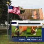 25FT Heavy Duty Flag Pole for Outside House, 12 Gauge Extra Thick Aluminum Flagpole Kit, 100MPH Wind Resistance Tested, Residential & Commercial Flag Pole with 3x5 American Flag, Concrete Mountable with Installation Guide, Silver