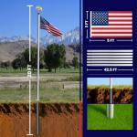 25FT Heavy Duty Flag Pole for Outside House, 12 Gauge Extra Thick Aluminum Flagpole Kit, 100MPH Wind Resistance Tested, Residential & Commercial Flag Pole with 3x5 American Flag, Concrete Mountable with Installation Guide, Silver