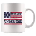 One Nation Under God Patriotism Christian Inspirational Motivational Gifts US Flag For Patriotic Novelty Drinkware Coffee Ceramic Mug 11 oz White