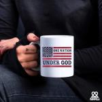 One Nation Under God Patriotism Christian Inspirational Motivational Gifts US Flag For Patriotic Novelty Drinkware Coffee Ceramic Mug 11 oz White